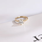 Solid Gold Round Cut Moissanite Engagement Ring, Tulip Setting Solitaire Ring