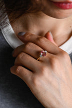 Solid Gold Oval Cut Pink Moissanite Engagement Ring, Custom-Made Ring Available