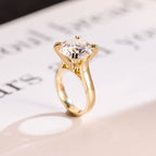 Solid Gold 3mm Band Round Moissanite Engagement Ring, Anniversary Gift for Her