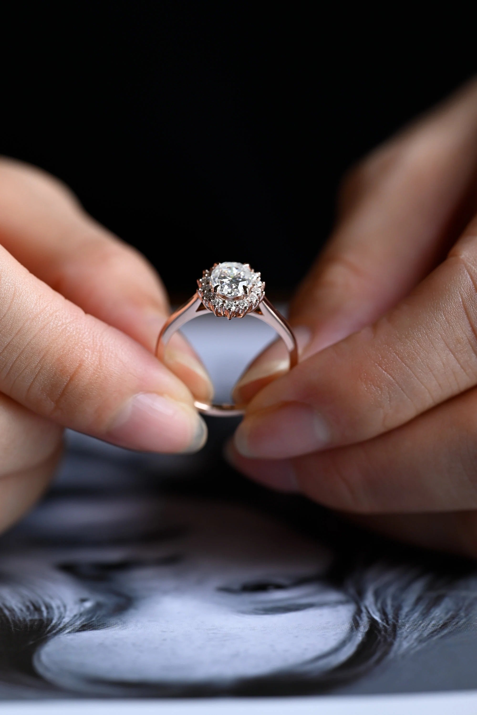 Solid Gold Oval Cut Moissanite Engagement Ring, Anniversary Gift for Her