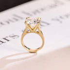 Solid Gold 3mm Band Round Moissanite Engagement Ring, Anniversary Gift for Her