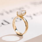 Solid Gold 4mm Band Marquise Moissanite Engagement Ring, Promise Ring