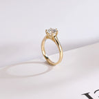 Solid Gold Round Cut Moissanite Engagement Ring, Tulip Setting Solitaire Ring