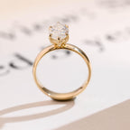 Solid Gold 4mm Band Marquise Moissanite Engagement Ring, Promise Ring