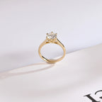 Solid Gold Round Cut Moissanite Engagement Ring, Tulip Setting Solitaire Ring
