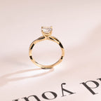 Solid Gold Round Cut Moissanite Engagement Ring, Twisted Band Ring
