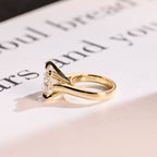 Solid Gold 3mm Band Round Moissanite Engagement Ring, Anniversary Gift for Her