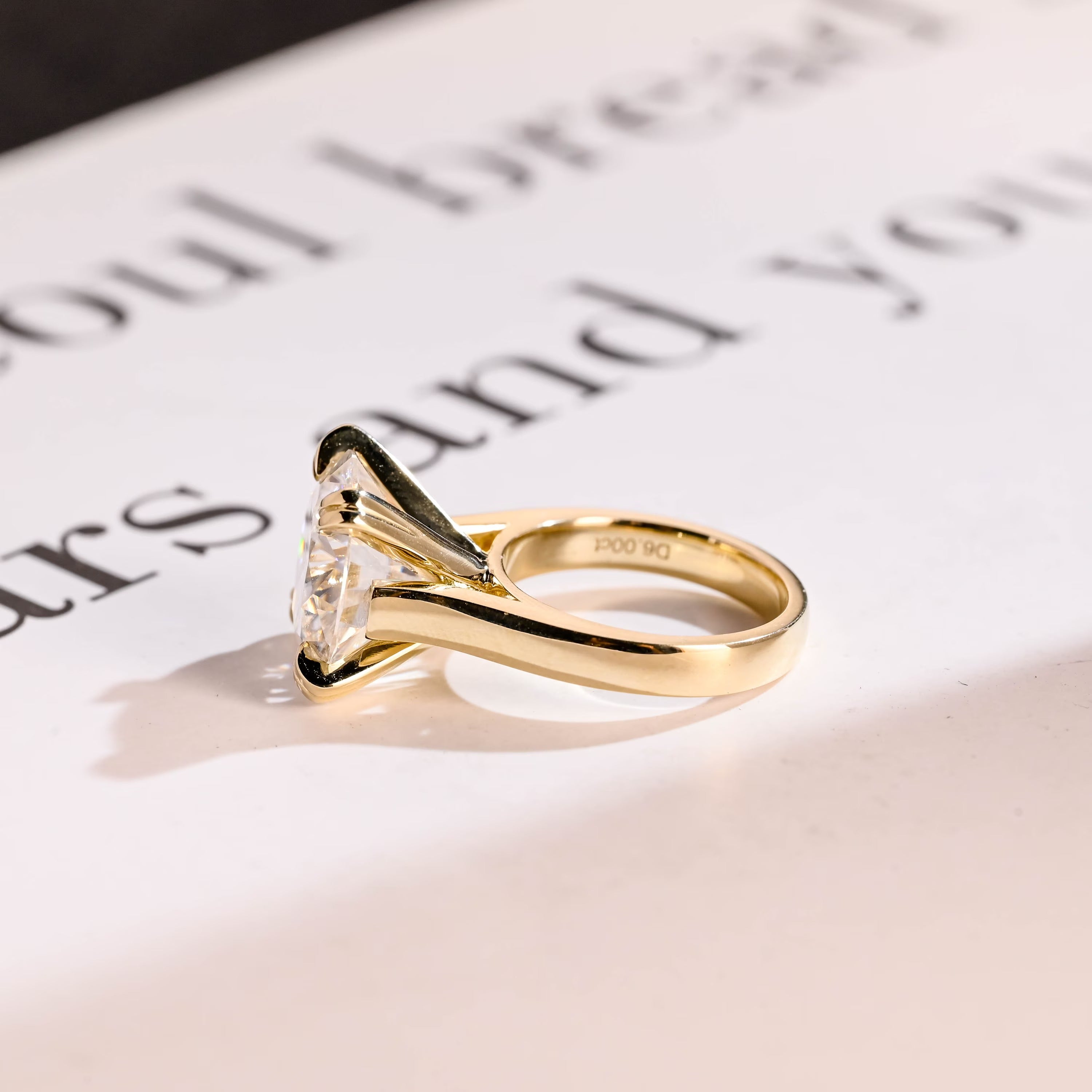 Solid Gold 3mm Band Round Moissanite Engagement Ring, Anniversary Gift for Her