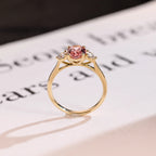 Solid Gold Oval Cut Pink Moissanite Engagement Ring, Custom-Made Ring Available