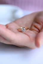 Solid Gold Round Cut Moissanite Engagement Ring, Tulip Setting Solitaire Ring