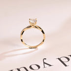 Solid Gold Round Cut Moissanite Engagement Ring, Twisted Band Ring