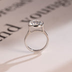 Bezel Solid Gold Round Cut Moissanite Engagement Ring, Anniversary Gift for Her