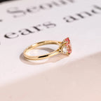 Solid Gold Oval Cut Pink Moissanite Engagement Ring, Custom-Made Ring Available