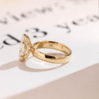 Solid Gold 4mm Band Marquise Moissanite Engagement Ring, Promise Ring