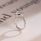 Bezel Solid Gold Round Cut Moissanite Engagement Ring, Anniversary Gift for Her