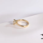 Solid Gold Round Cut Moissanite Engagement Ring, Tulip Setting Solitaire Ring