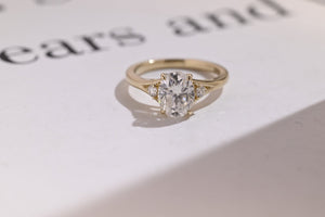 Solid Gold Oval Moissanite Engagement Ring, 9K Solid Gold Rings