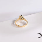 Solid Gold Round Cut Moissanite Engagement Ring, Tulip Setting Solitaire Ring