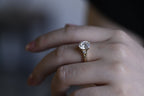 Solid Gold Oval Moissanite Engagement Ring, 9K Solid Gold Rings