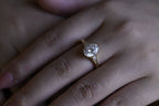 Solid Gold Oval Moissanite Engagement Ring, 9K Solid Gold Rings