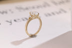 Solid Gold Oval Moissanite Engagement Ring, 9K Solid Gold Rings