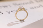 Solid Gold Oval Moissanite Engagement Ring, 9K Solid Gold Rings