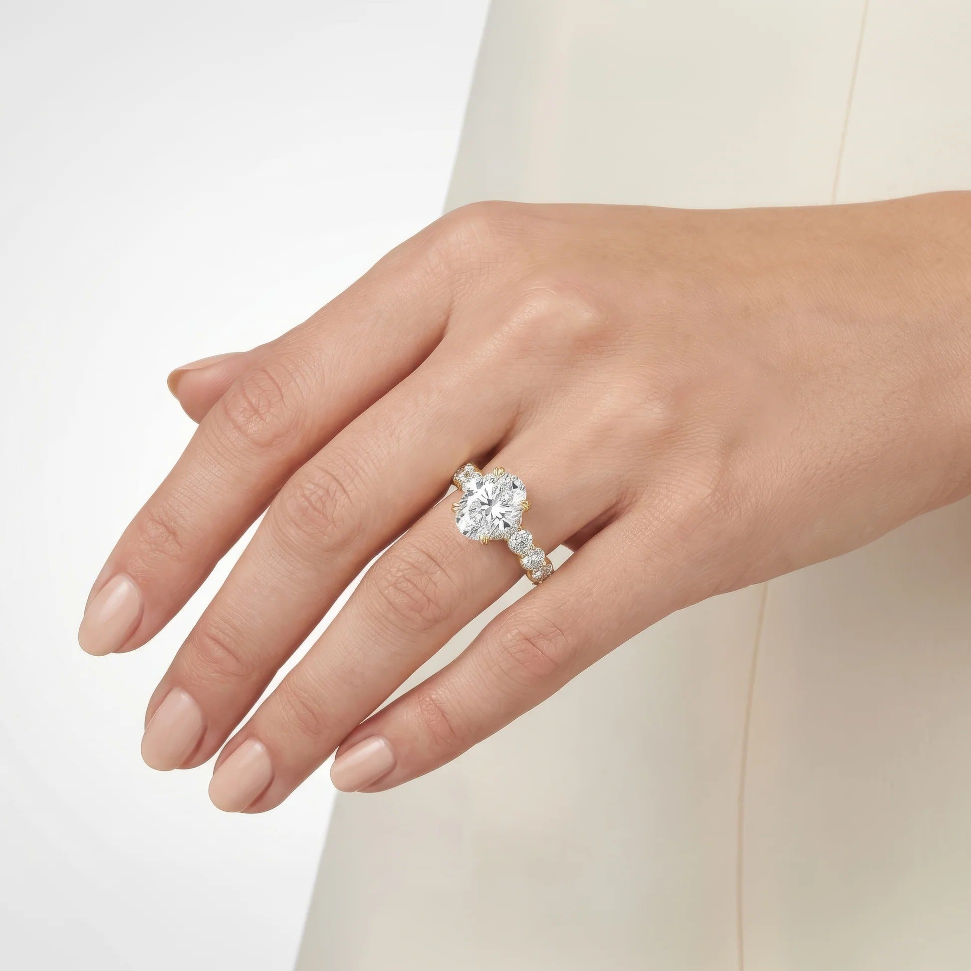 Enchanted Star Diamond And Gold Disney Princess Belle Hidden Halo Engagement Ring