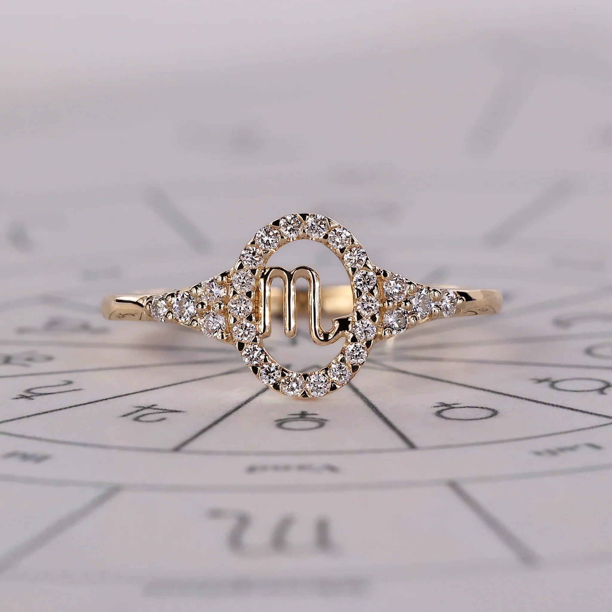 0.45 TCW Round Side Scorpio zodiac Ring