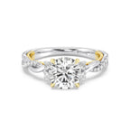 Anillo de compromiso solitario con diamantes cultivados en laboratorio de talla esmeralda D-VVS2 de 3 quilates y engaste en bisel