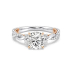 Anillo de compromiso solitario con diamantes cultivados en laboratorio de talla esmeralda D-VVS2 de 3 quilates y engaste en bisel
