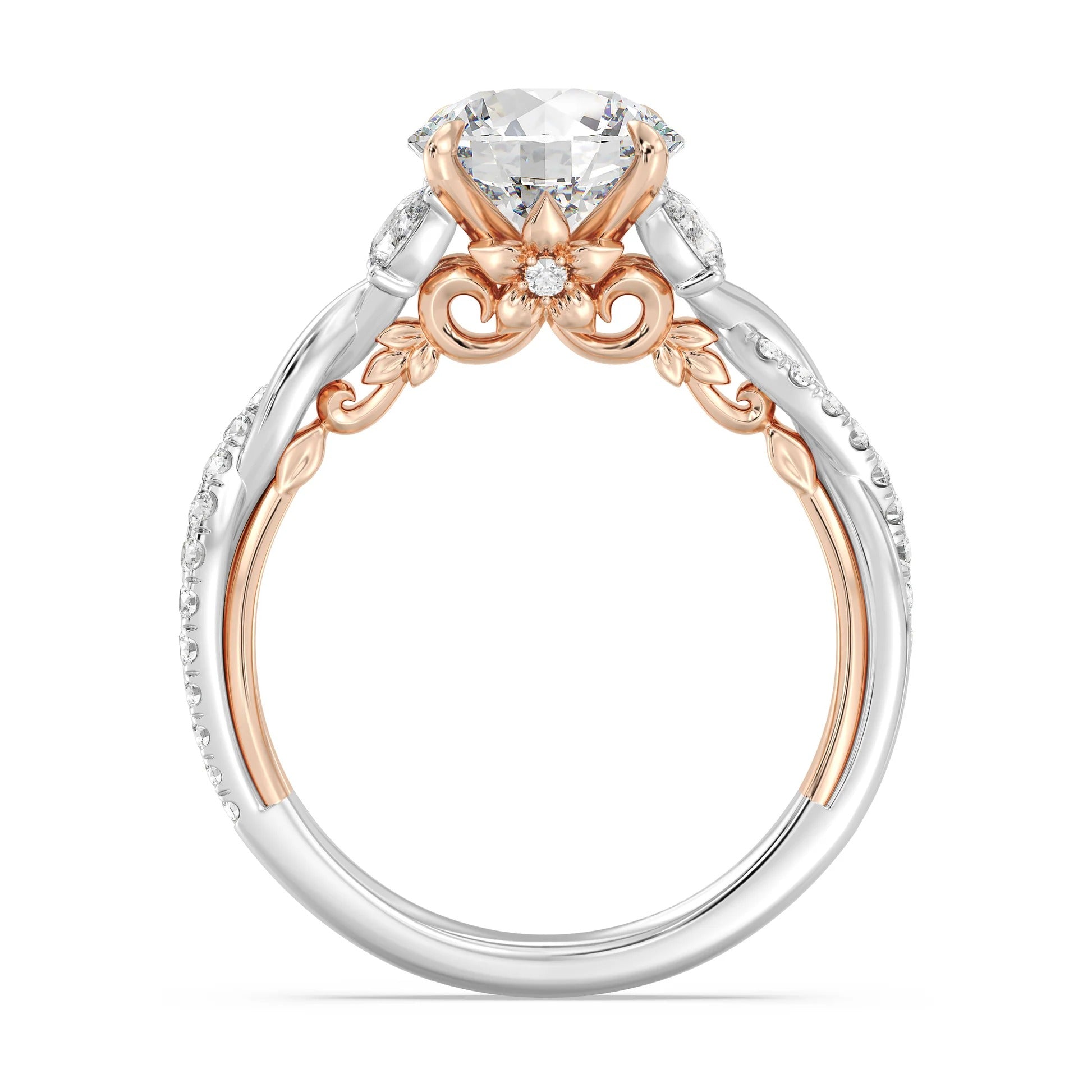 Anillo de compromiso solitario con diamantes cultivados en laboratorio de talla esmeralda D-VVS2 de 3 quilates y engaste en bisel