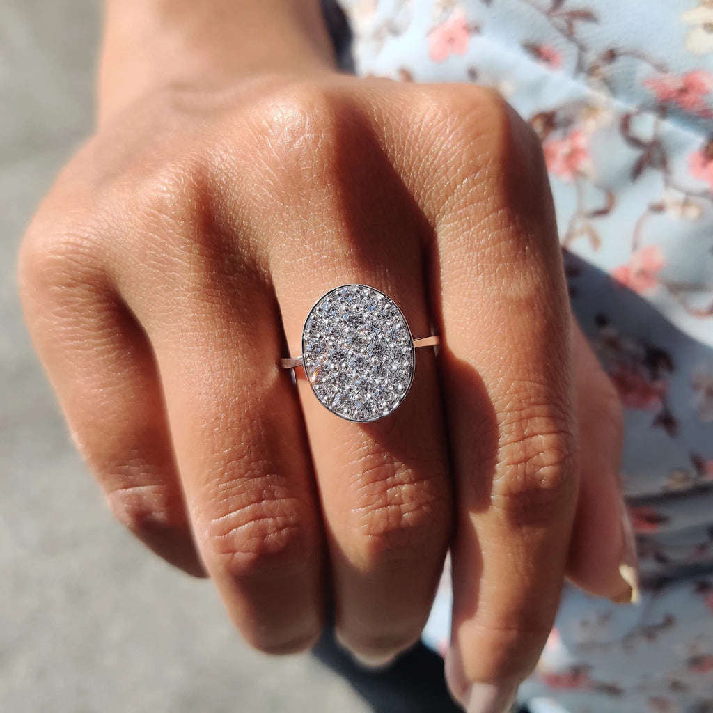 1 TWC Round & Pear Cut Moissanite Engagement Ring
