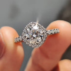 1.0 - 2.0 CT Round Cut Moissanite Halo Engagement Ring