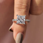 1.0 - 3.0 CT Princess Cut Moissanite Pave Engagement Ring