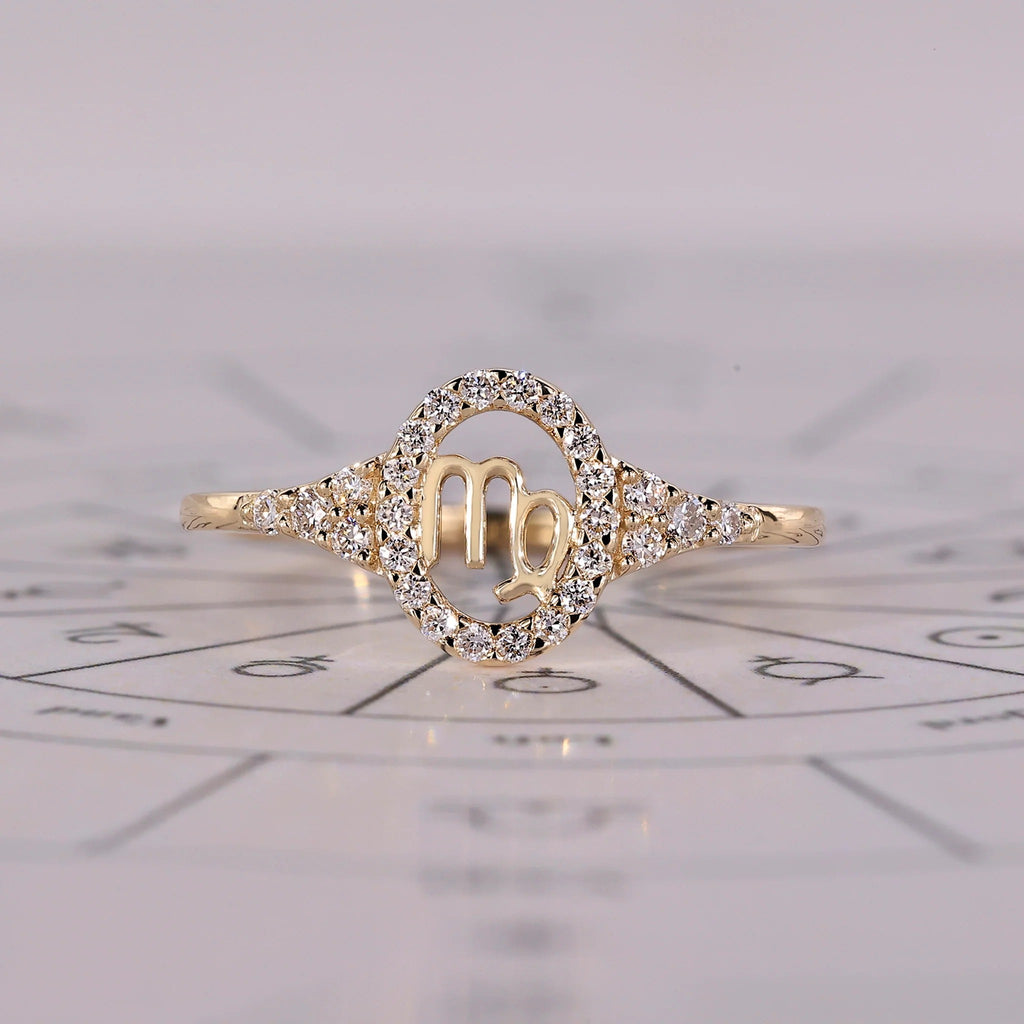 0.40 TCW Round Side Stone Virgo zodiac Ring