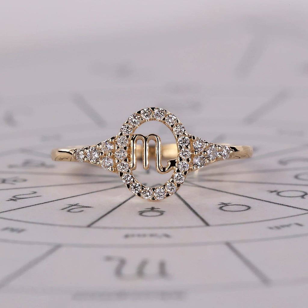 0.45 TCW Round Side Scorpio zodiac Ring
