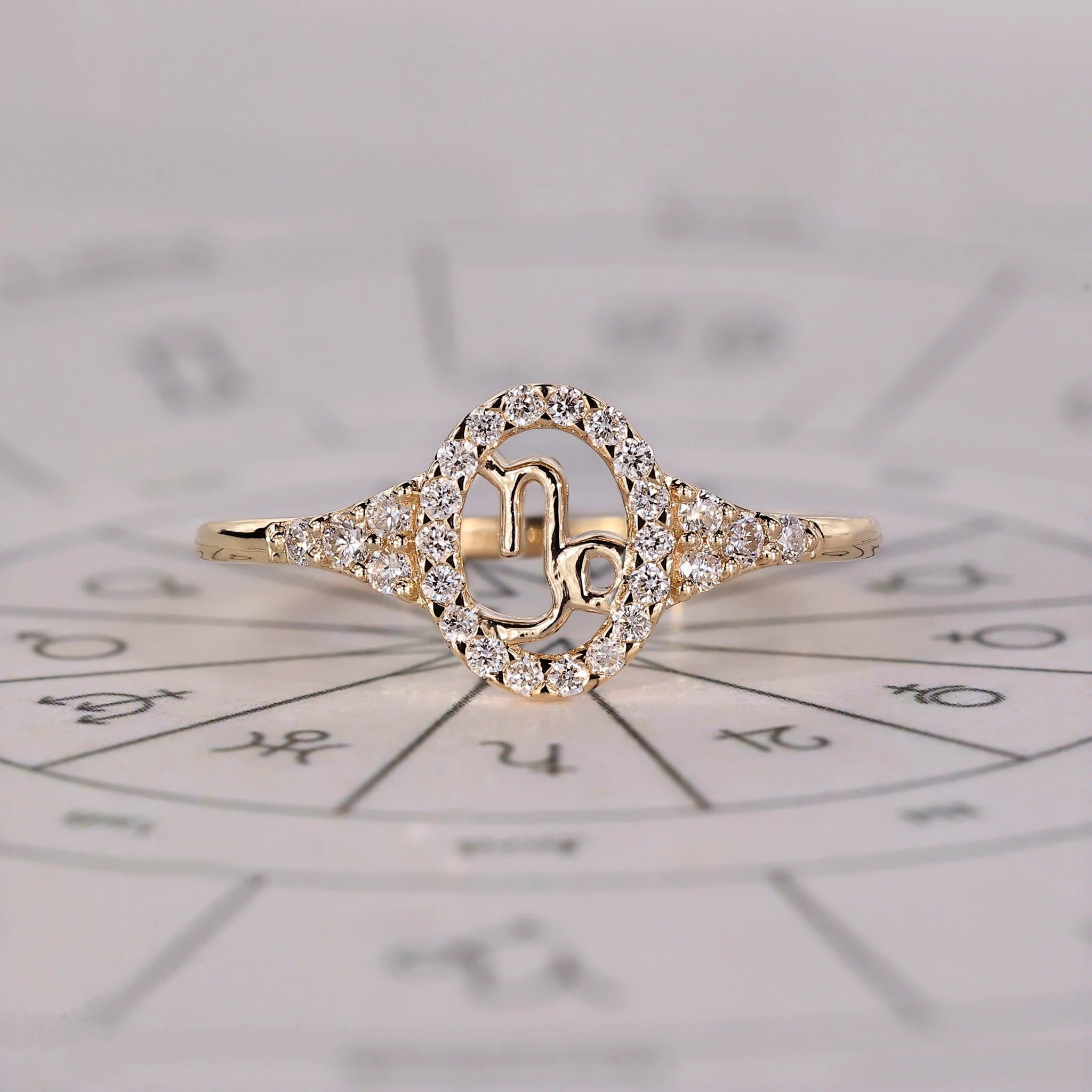 0.45 TCW Round Side Capricorn zodiac Ring
