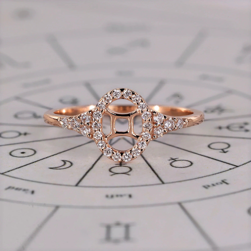 0.45 TCW Round Side Gemini zodiac Ring