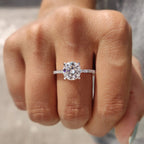 0.5 - 1.5 CT Round Cut Moissanite Pave Engagement Ring