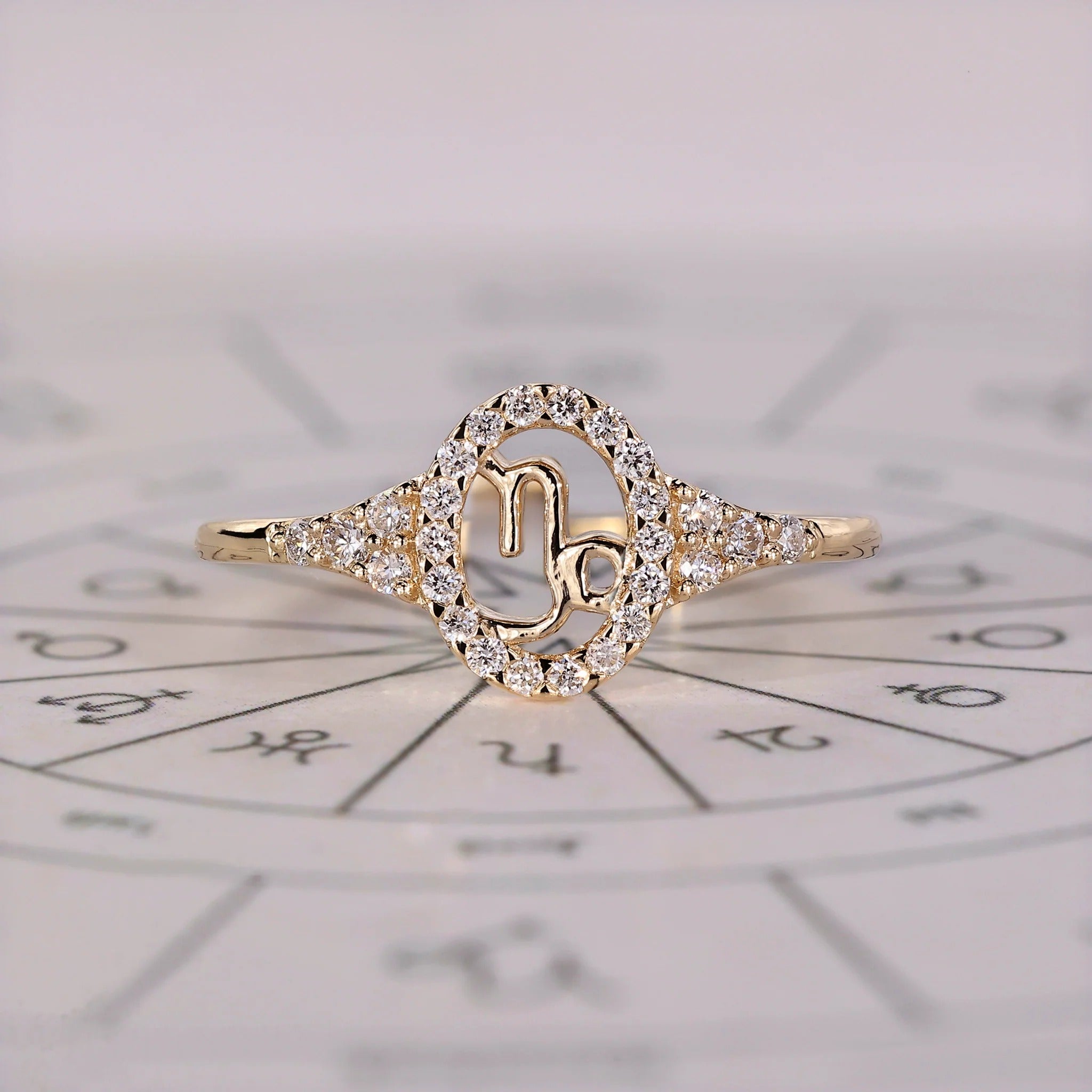 0.45 TCW Round Side Capricorn zodiac Ring