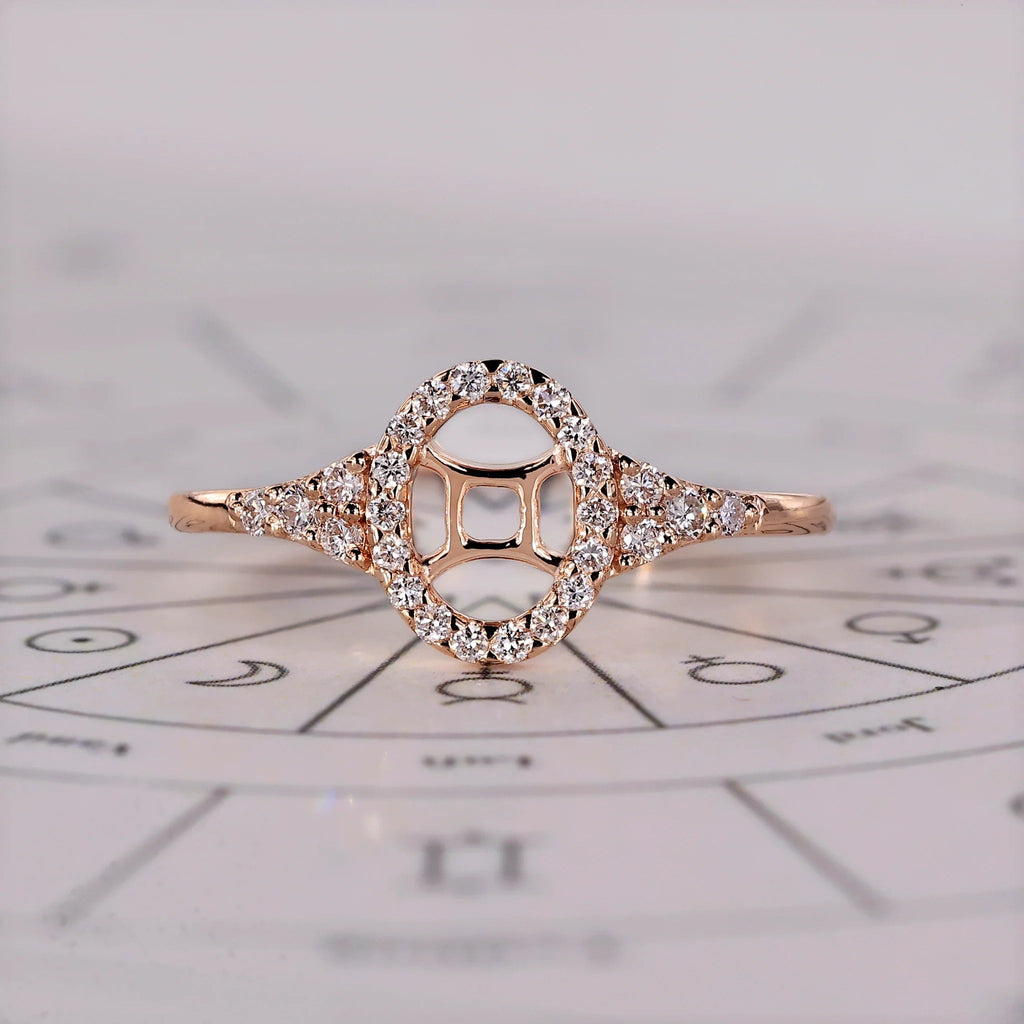 0.45 TCW Round Side Gemini zodiac Ring