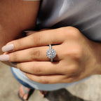 1.0 - 2.0 CT Round Cut Moissanite Halo Engagement Ring