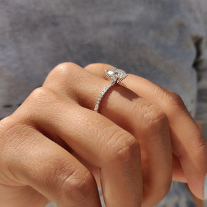 0.5 - 1.5 CT Round Cut Moissanite Pave Engagement Ring