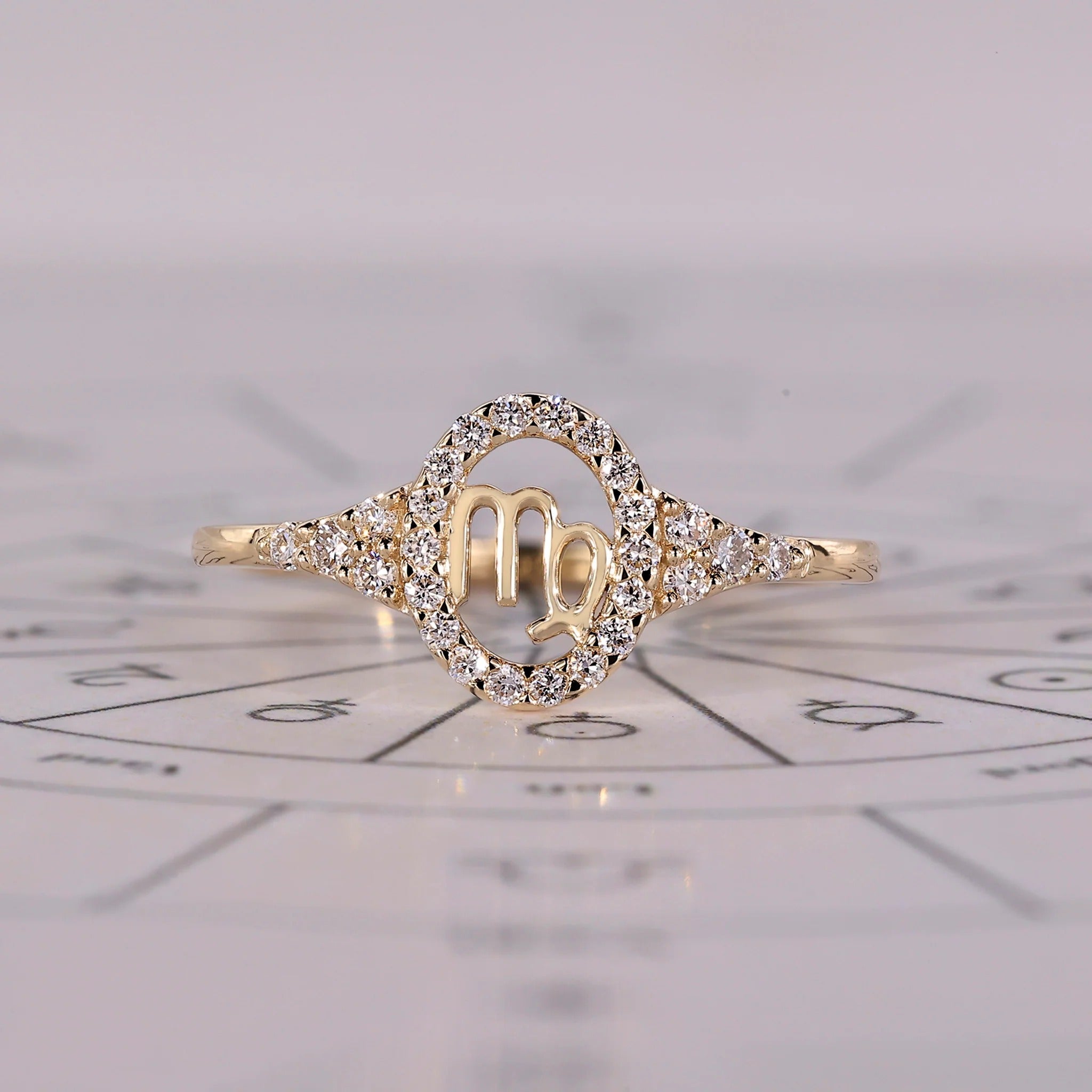 0.40 TCW Round Side Stone Virgo zodiac Ring