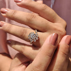 1.0 - 2.0 CT Round Cut Moissanite Halo Engagement Ring
