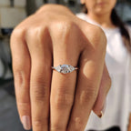 1.0 - 2.0 CT Round Cut Moissanite Three Stones Engagement Ring