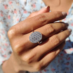 1 TWC Round & Pear Cut Moissanite Engagement Ring