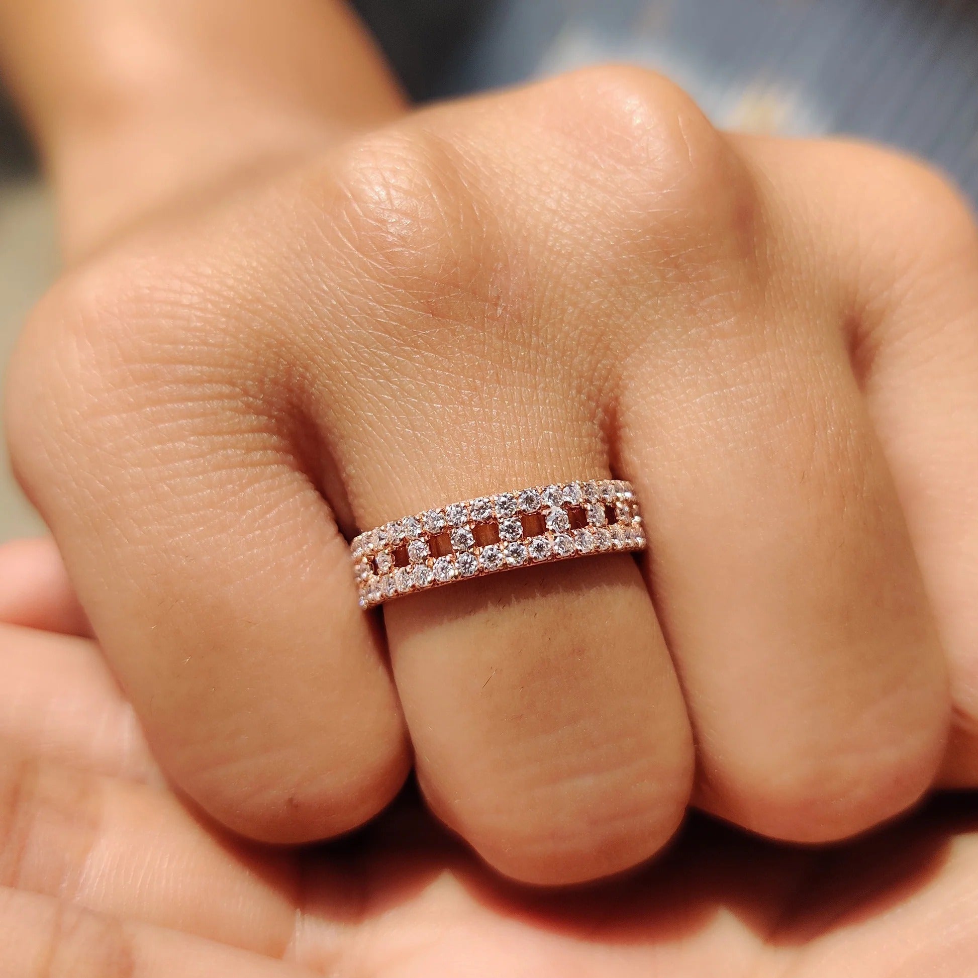1.0 TCW Round Moissnaite Full Eternity Wedding Band