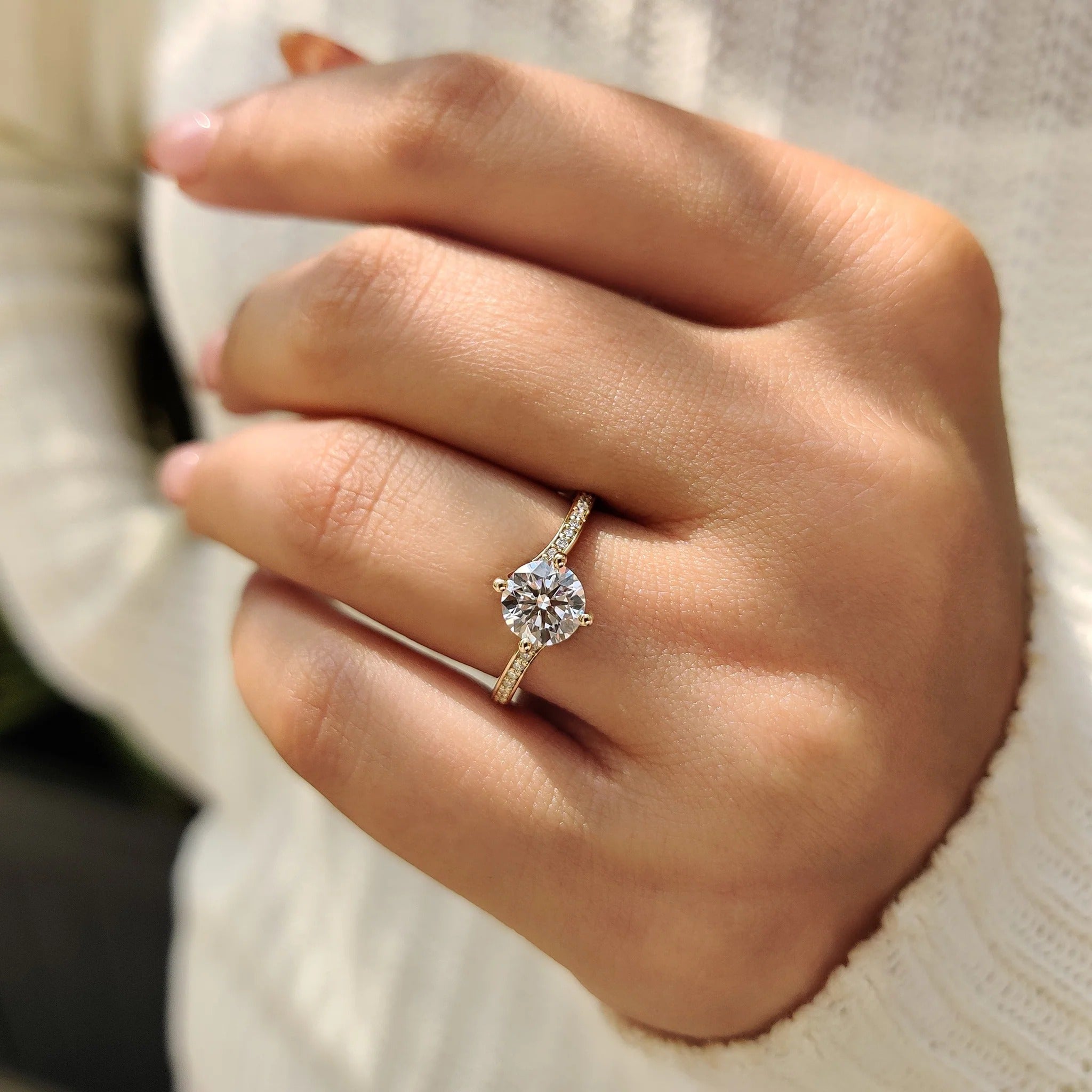 0.5 - 1.5 CT Round Cut Moissanite Engagement Ring