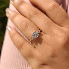 0.5 - 1.5 CT Round Cut Moissanite Hidden Halo Engagement Ring
